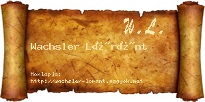 Wachsler Lóránt névjegykártya
